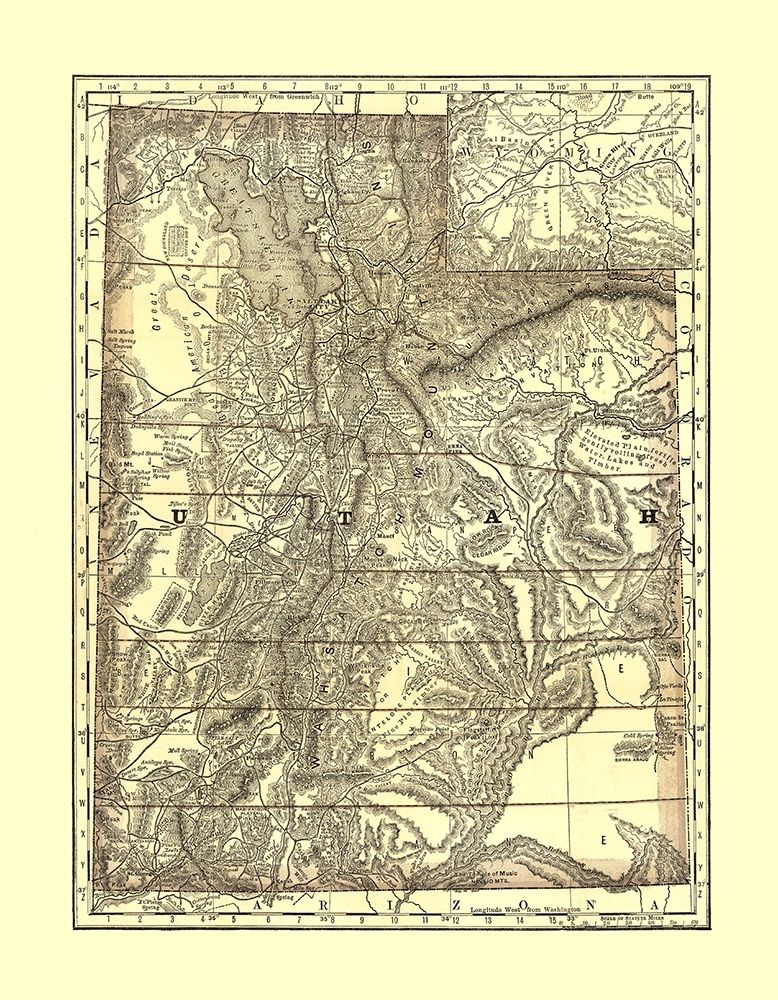 Utah - Rand McNally 1876 art print by Rand McNally for $57.95 CAD