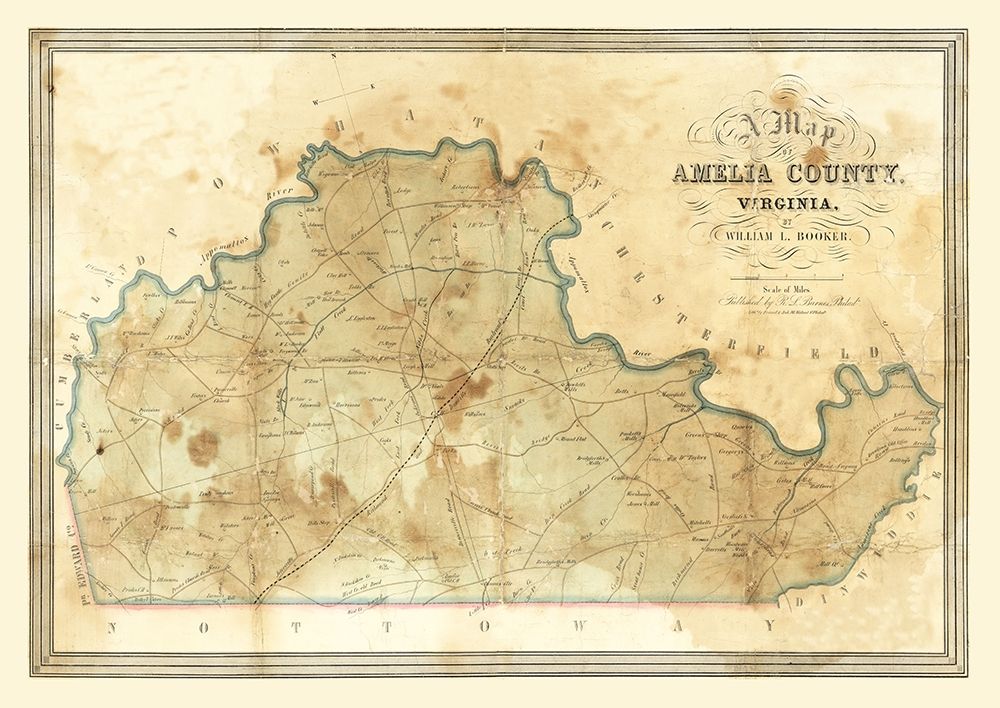 Amelia County Virginia - Booker 1850 art print by Booker for $57.95 CAD