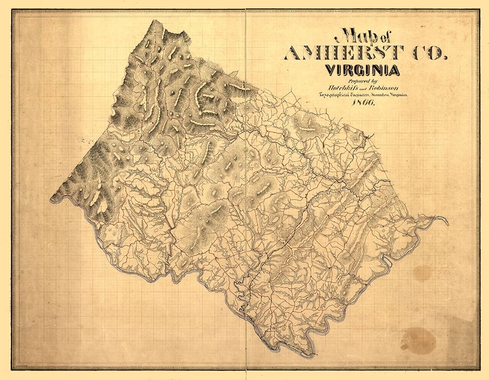 Amherst County Virginia - Hotchkiss 1866 art print by Hotchkiss for $57.95 CAD