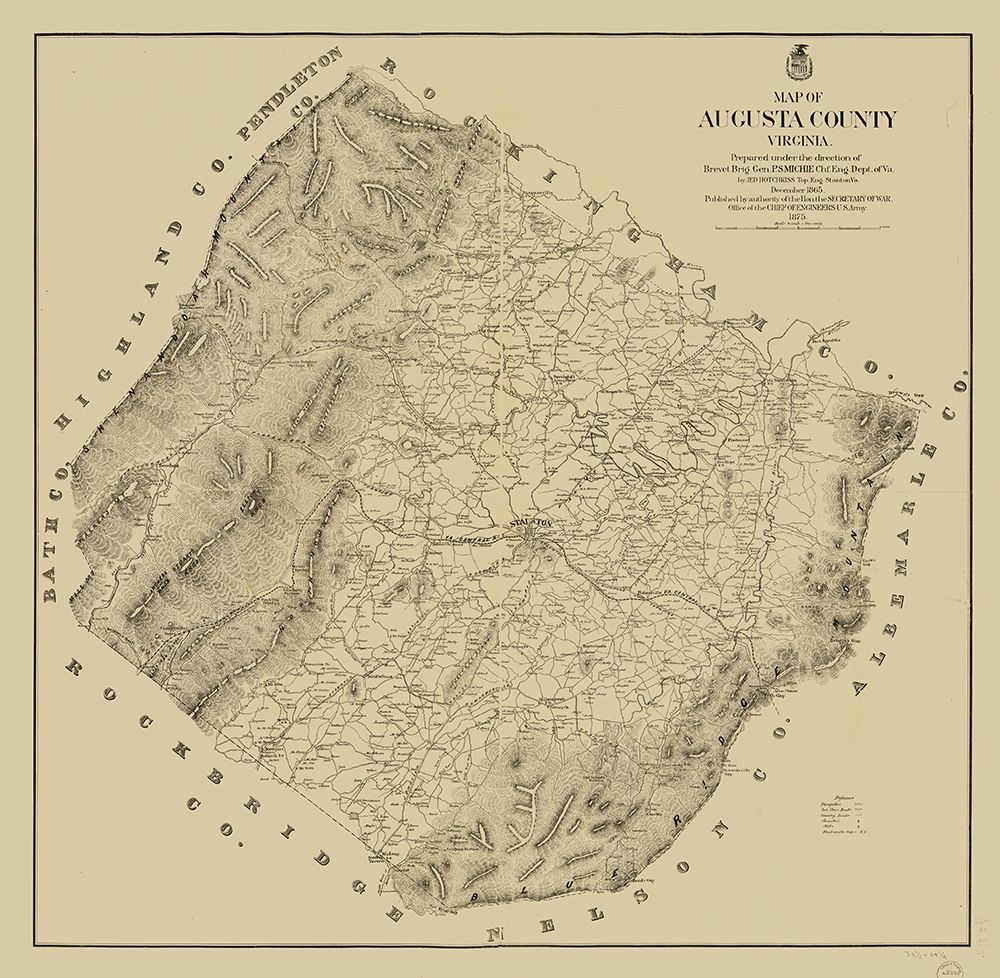 Augusta County Virginia - Hotchkiss 1875 art print by Hotchkiss for $57.95 CAD