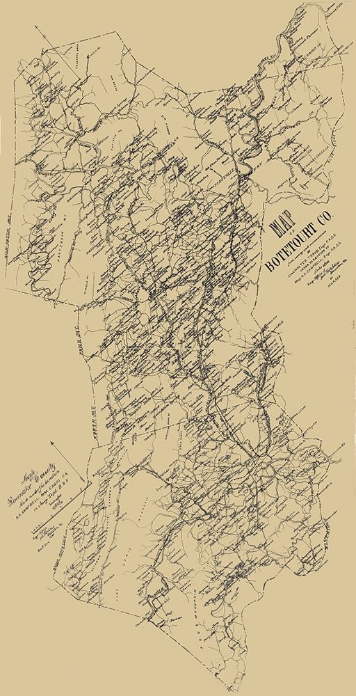 Botetourt County Virginia - Hotchkiss 1885 art print by Hotchkiss for $57.95 CAD