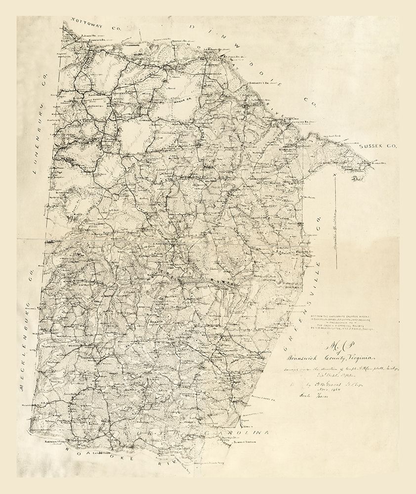 Brunswick County Virginia - Graves 1864 art print by Graves for $57.95 CAD