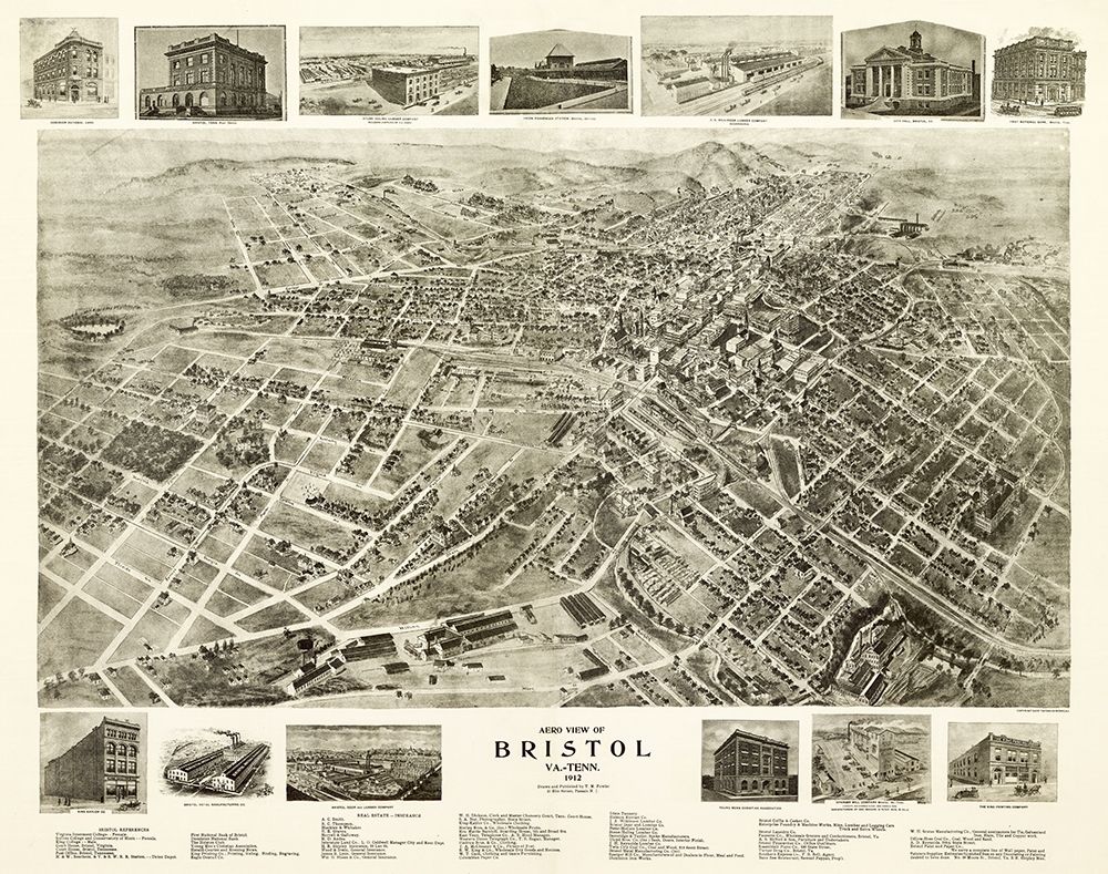 Bristol Virginia - Fowell 1912 art print by Fowler for $57.95 CAD