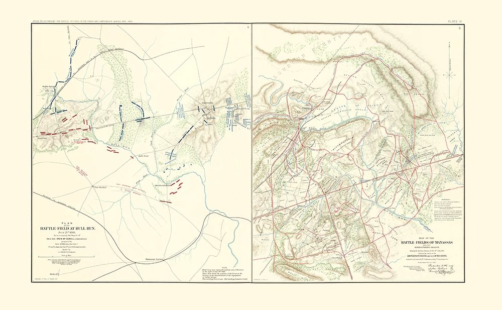 Battlefields of Bull Run Manassas - McDowell 1895 art print by McDowell for $57.95 CAD