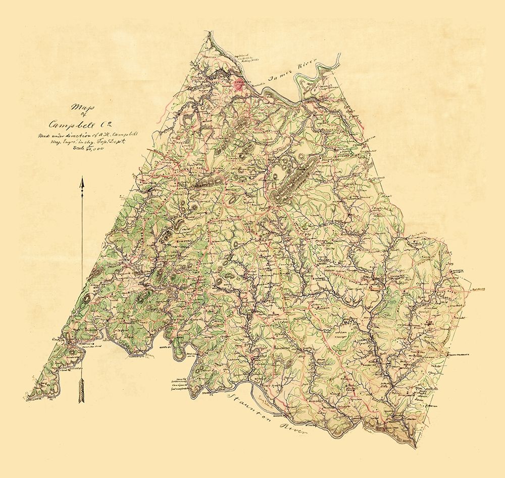 Campbell County Virginia - Campbell 1860 art print by Campbell for $57.95 CAD