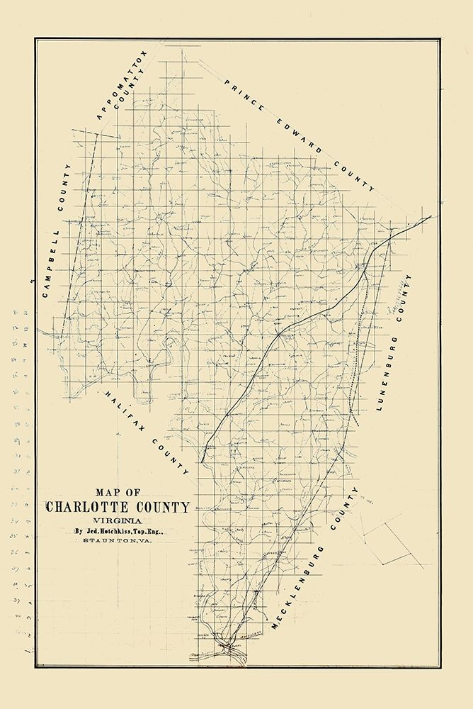 Charlotte County Virginia - Hotchkiss 1860 art print by Hotchkiss for $57.95 CAD