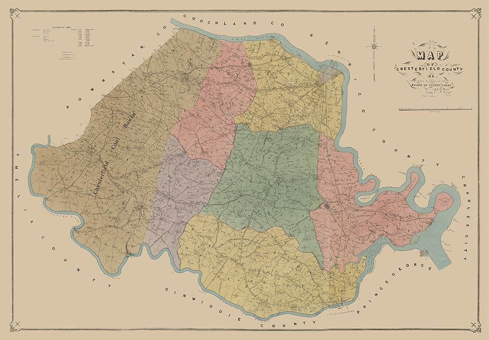 Chersterfield County Virginia - LaGrade 1888 art print by La Prade for $57.95 CAD