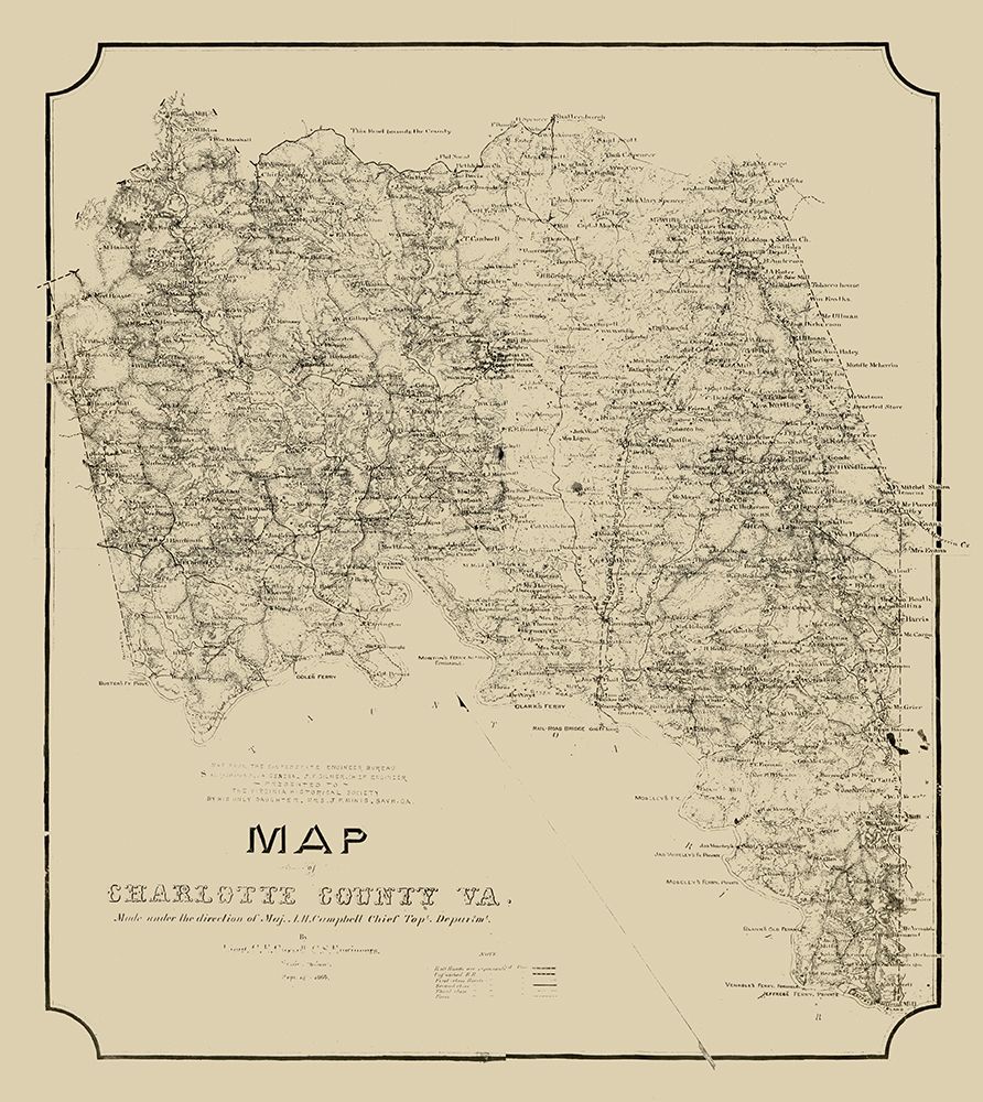 Charlotte County Virginia - Campbell 1864 art print by Campbell for $57.95 CAD