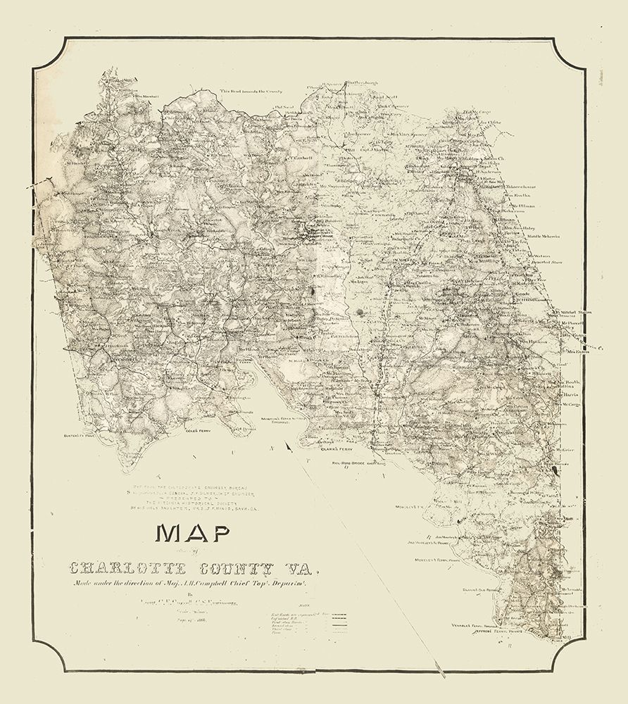 Charlotte County Virginia - Campbell 1864 art print by Campbell for $57.95 CAD