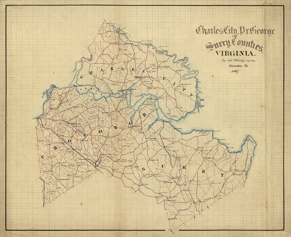 Charles City County Virginia - Hotchkifs 1867 art print by Hotchkifs for $57.95 CAD