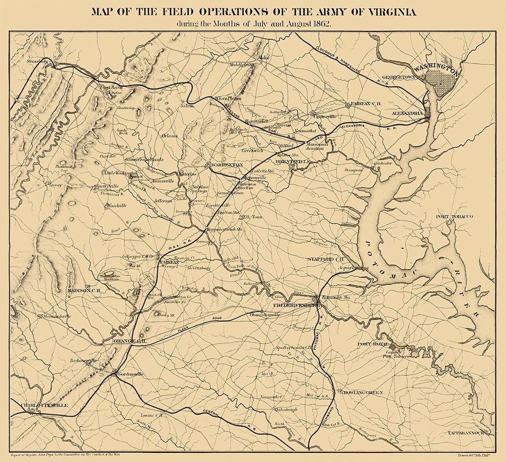 Field of Operations Virginia - Pope 1866 art print by Pope for $57.95 CAD