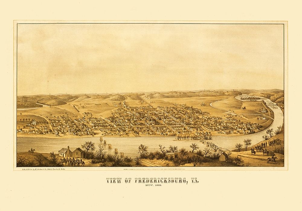 Fredericksburg Virginia - Sachse 1863 art print by Sachse for $57.95 CAD