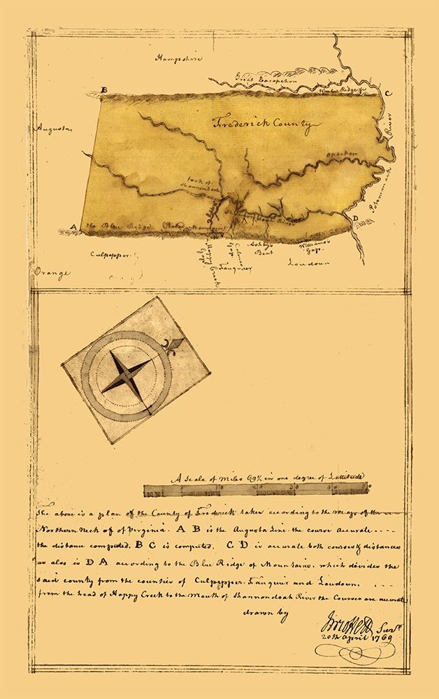 Frederick County Virginia - Roffers 1796 art print by Roffers for $57.95 CAD