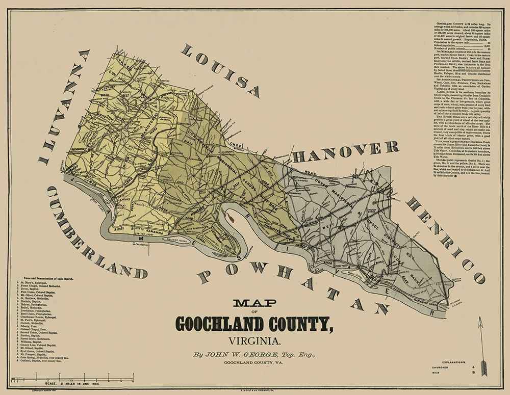 Goochland County Virginia - George 1881 art print by George for $57.95 CAD