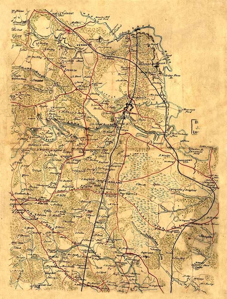 Hanover County Virginia - 1860 art print by Unknown for $57.95 CAD