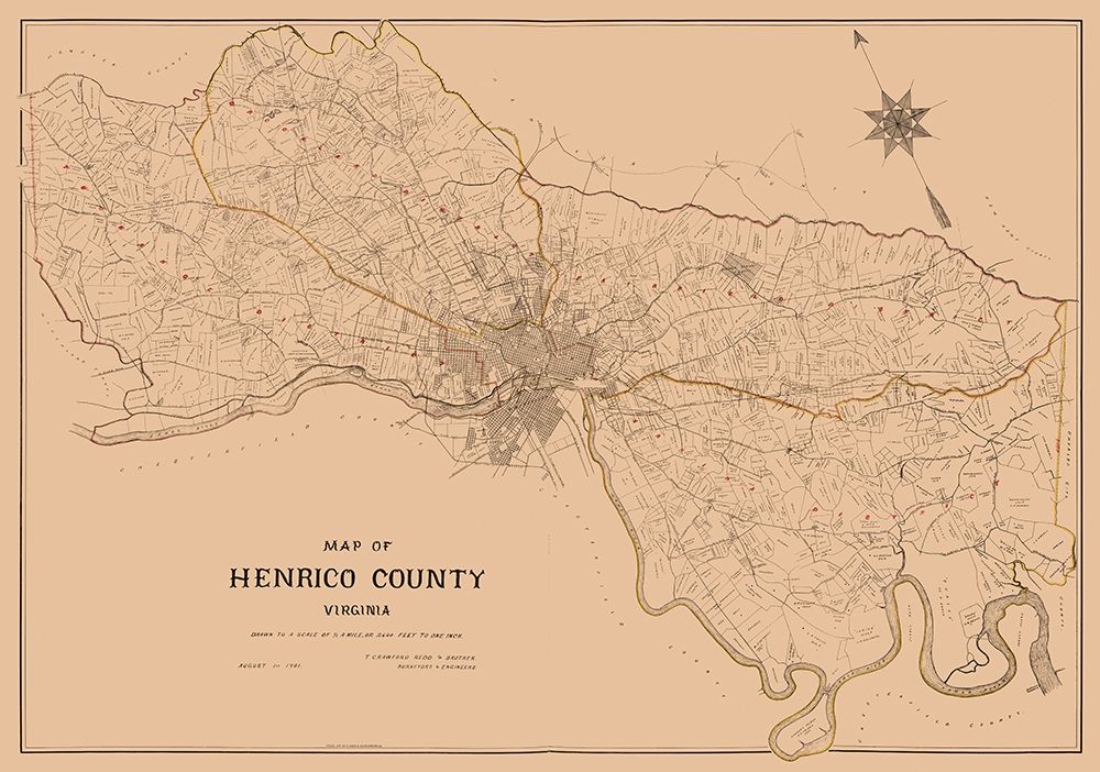 Henrico County Virginia - Crawford 1901 art print by Crawford for $57.95 CAD