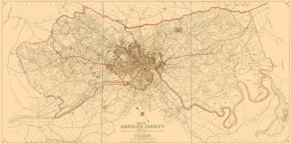Henrico County Virginia - Crawford 1916 art print by Crawford for $57.95 CAD