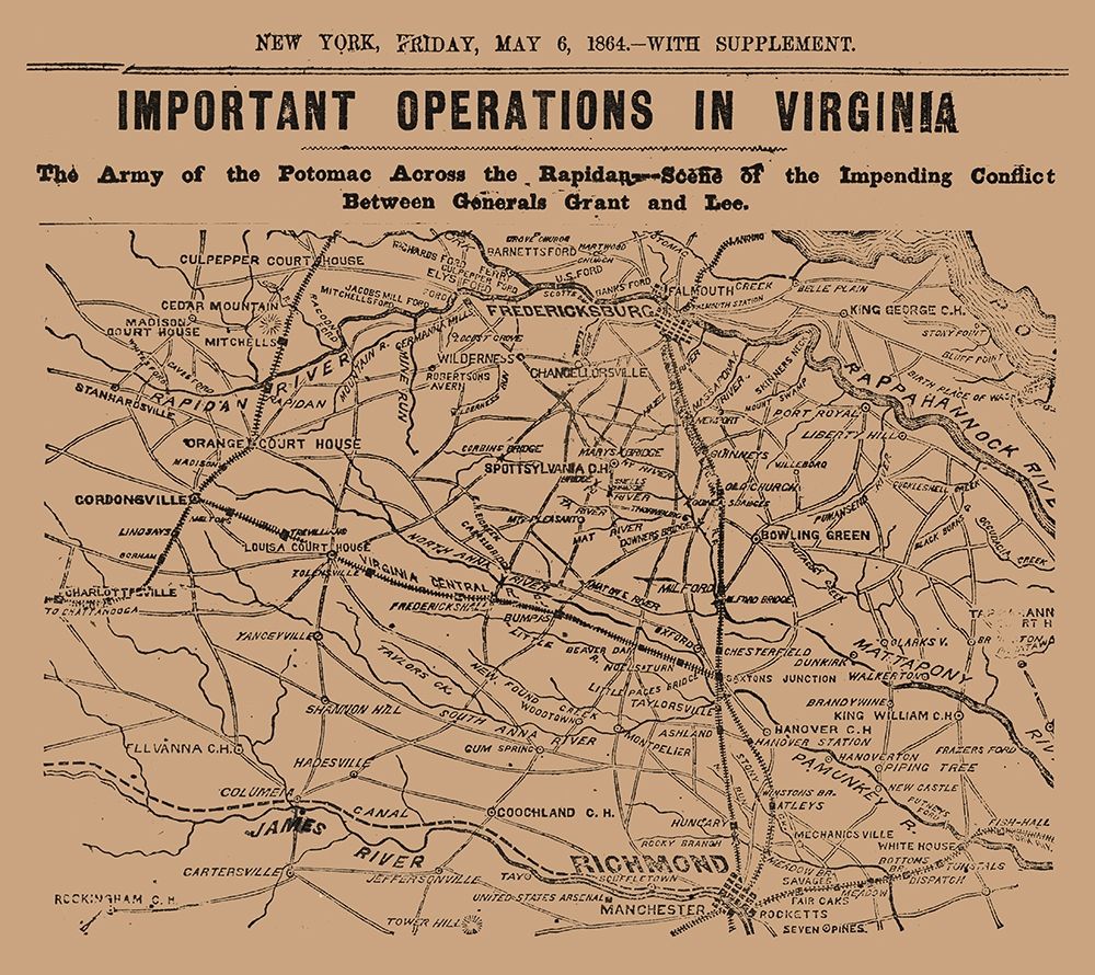 Important Operations Virginia - 1864 art print by Unknown for $57.95 CAD