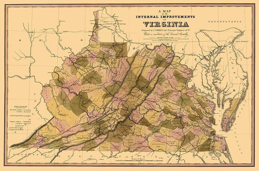 Internal Improvements Virginia - Crozet 1848 art print by Crozet for $57.95 CAD