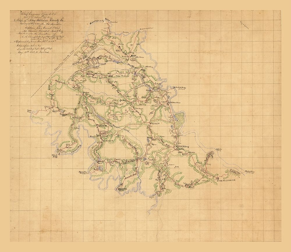 King William County Virginia - Hotchkiss 1863 art print by Hotchkiss for $57.95 CAD