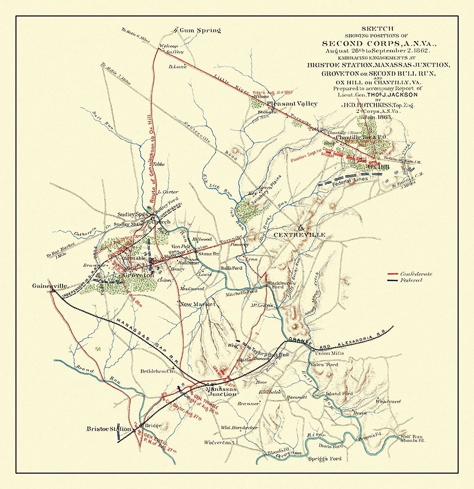 Second Corps Bristoe Station Manassas Junction art print by Hotchkiss for $57.95 CAD