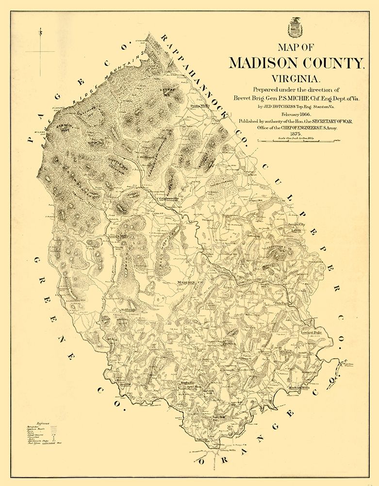 Madison County Virginia - Hotchkiss 1866 art print by Hotchkiss for $57.95 CAD