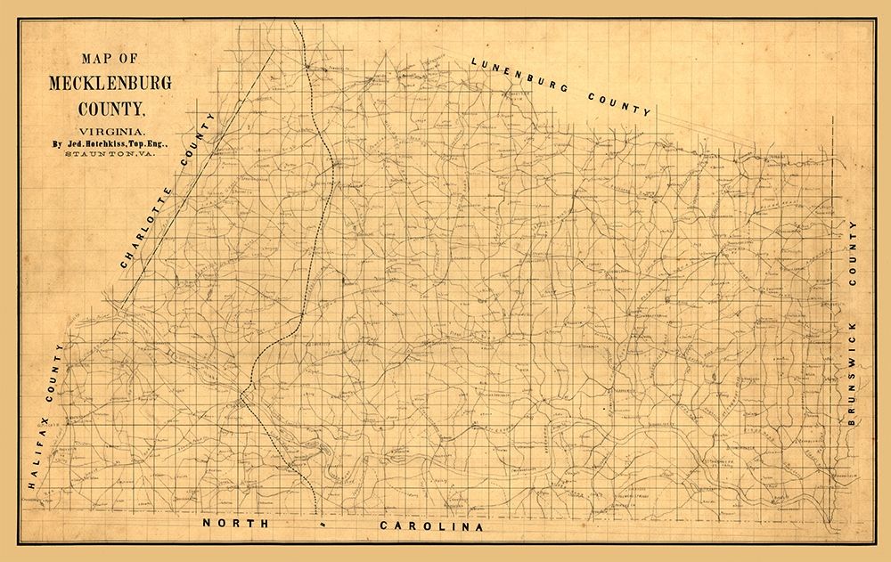 Macklenburg County Virginia -  Hotchkiss 1860 art print by Hotchkiss for $57.95 CAD