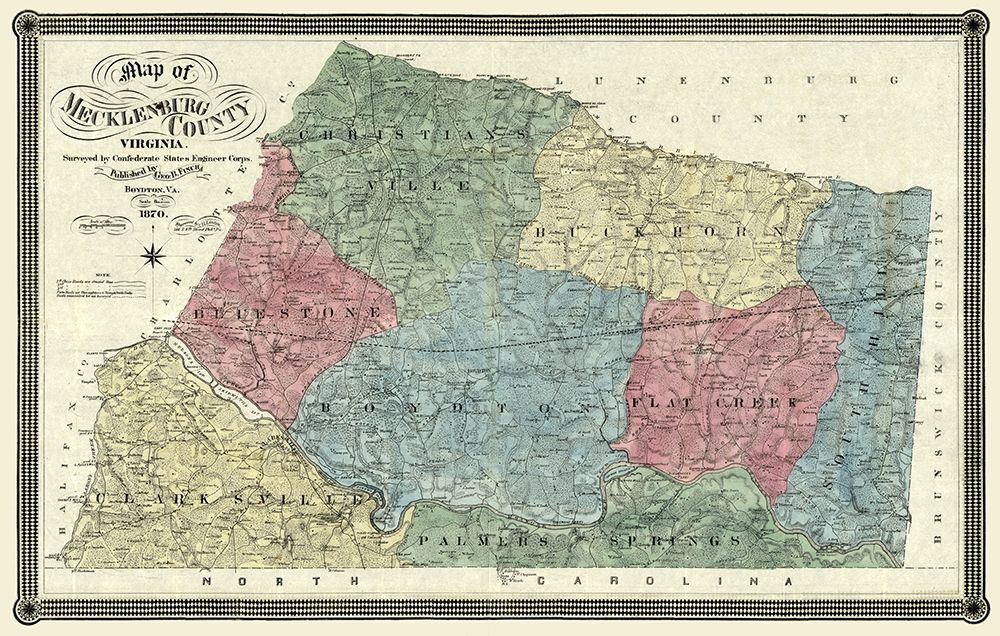 Mecklandburg County Virginia - Finch 1870 art print by Finch for $57.95 CAD