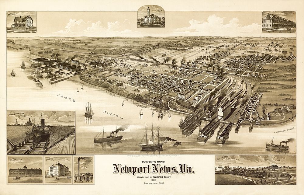 Newport News Virginia - 1891 art print by Unknown for $57.95 CAD