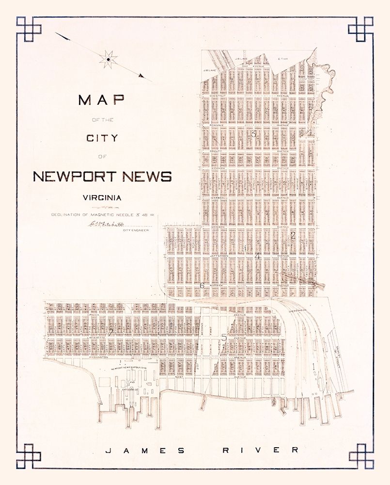 Newport News Virginia - Fitchett 1910 art print by Fitchett for $57.95 CAD