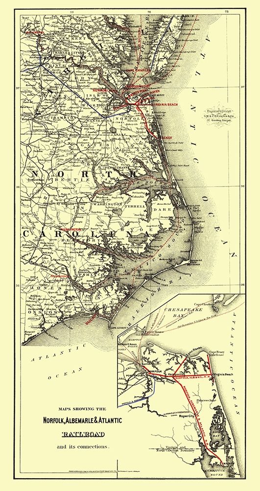 Norfolk, Albemarle, Atlantic Railroad Connections art print by Colton for $57.95 CAD