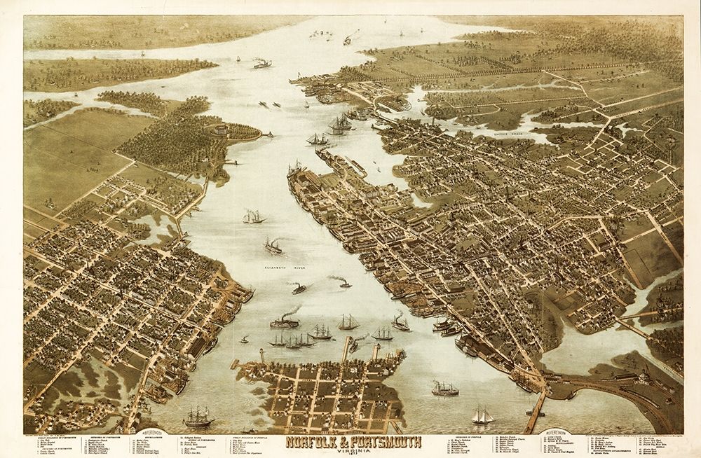Norfolk Portsmouth Virginia - 1873 art print by Unknown for $57.95 CAD