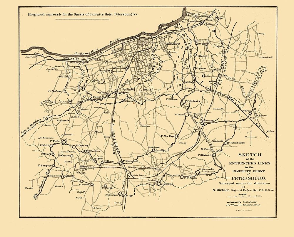 Petersburg Virginia - Michler 1865 art print by Michler for $57.95 CAD