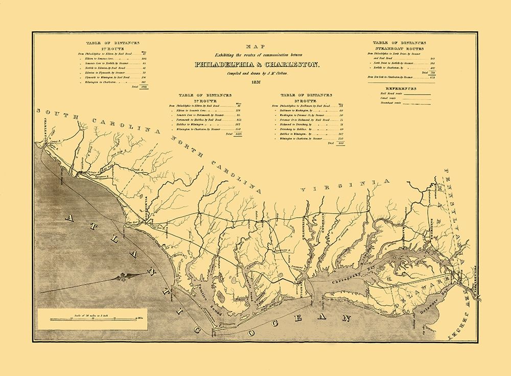 Philadelphia to Charleston, Routes of Comm art print by McClellan for $57.95 CAD