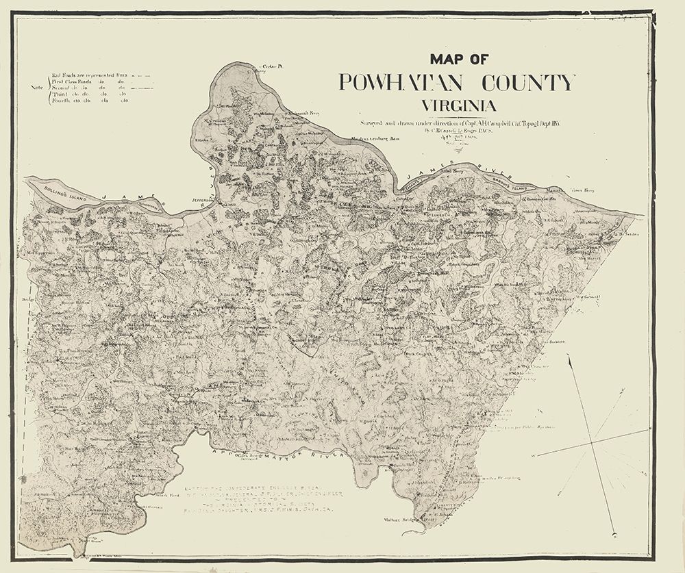 Powhatan County Virginia - Campbell 1864 art print by Cambell for $57.95 CAD