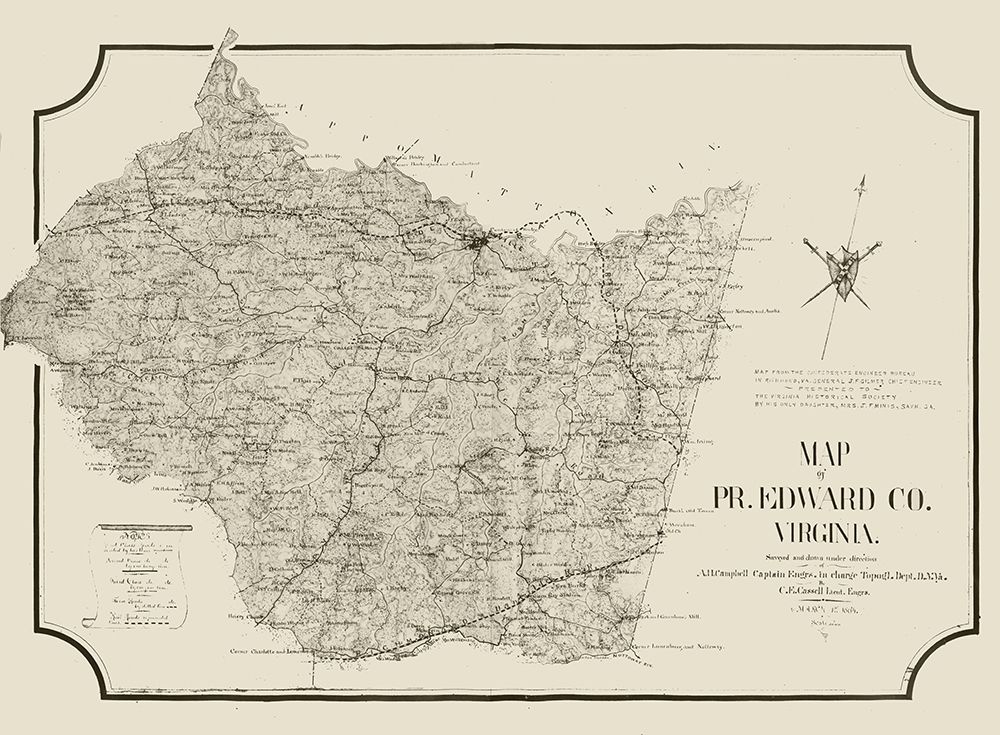 Prince Edward County Virginia - Cassell 1864 art print by Cassell for $57.95 CAD