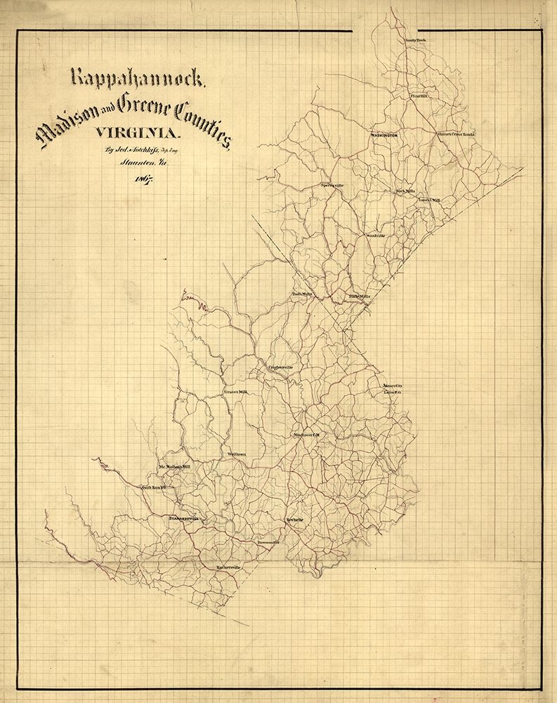 Rappahannock County Virginia - Hotchkifs 1867 art print by Hotchkifs for $57.95 CAD