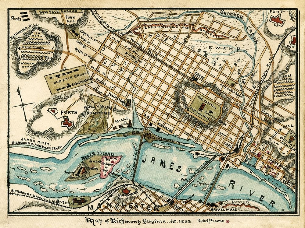 Richmond Virginia - 1863 art print by Unknown for $57.95 CAD