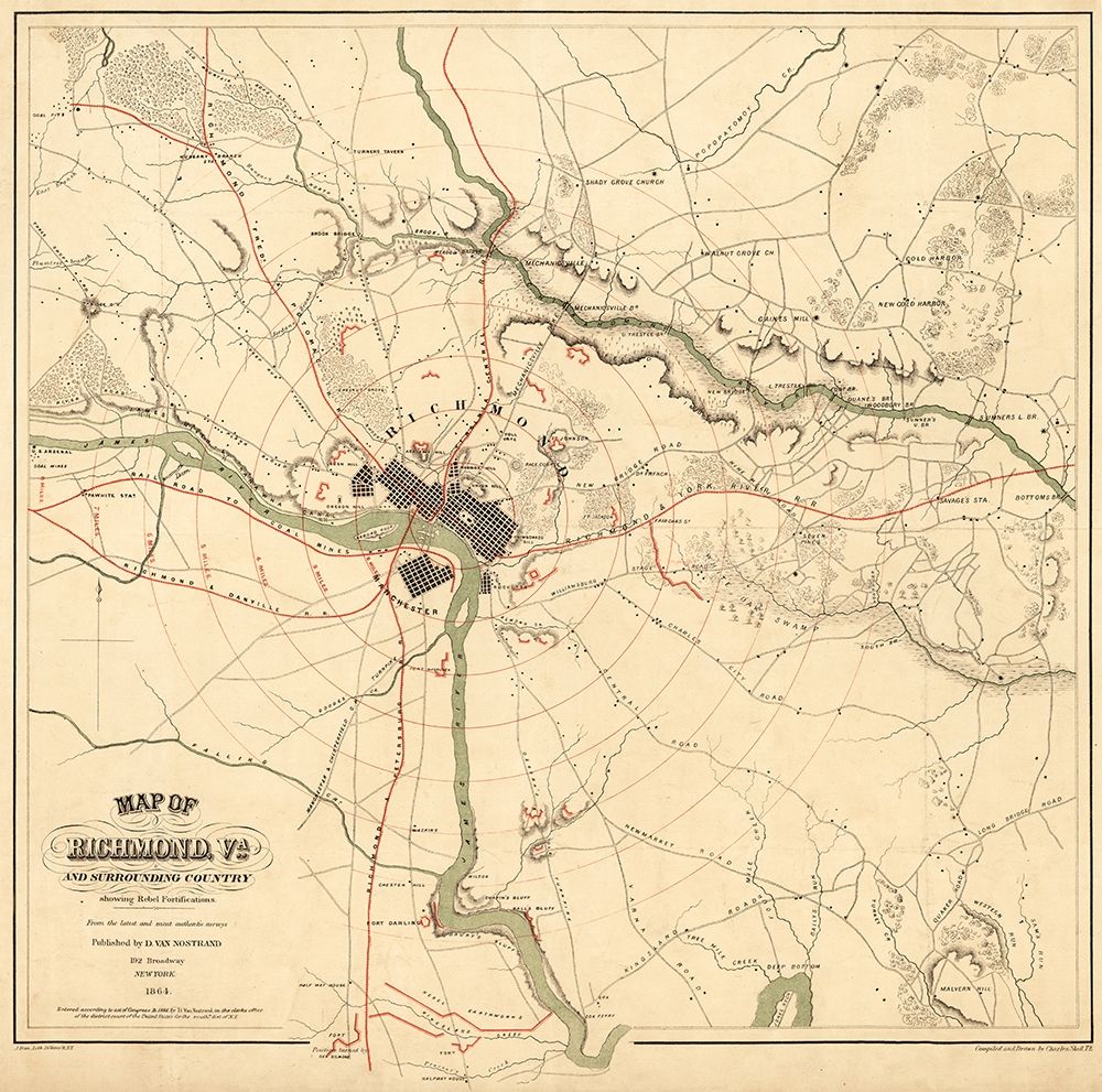 Richmond Virginia - Shell 1864 art print by Shell for $57.95 CAD