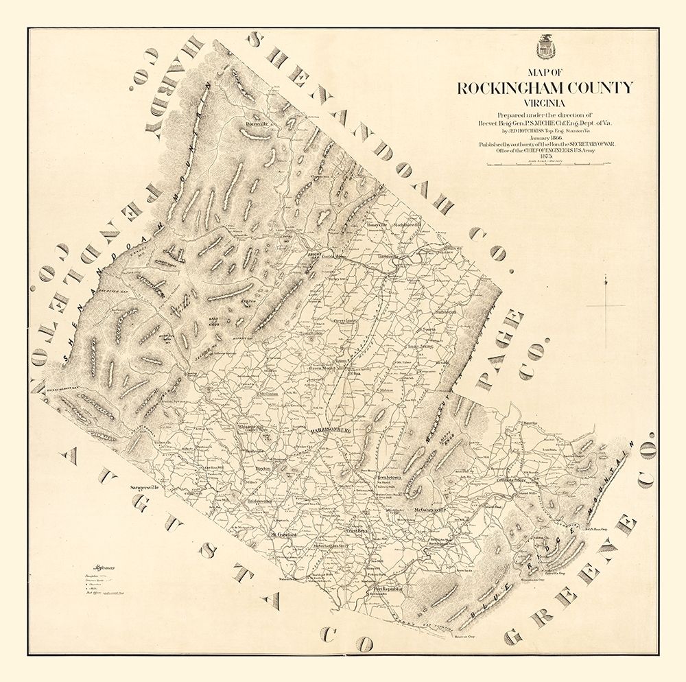 Rockingham County Virginia - Hotchkiss 1875 art print by Hotchkiss for $57.95 CAD