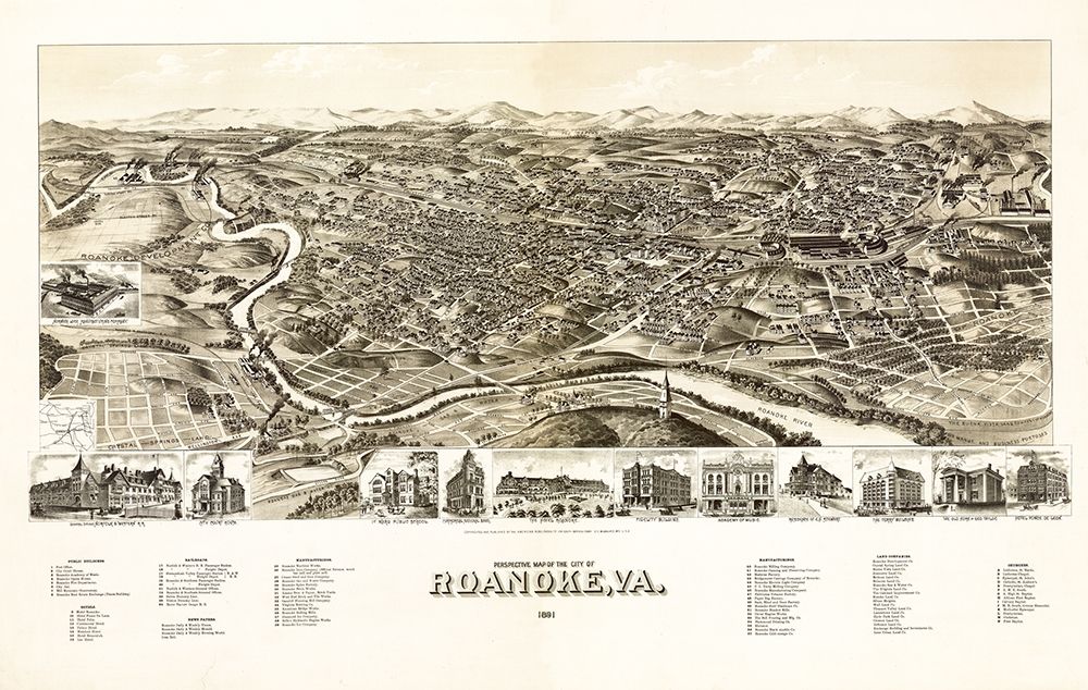 Roanoke Virginia - 1891 art print by Unknown for $57.95 CAD
