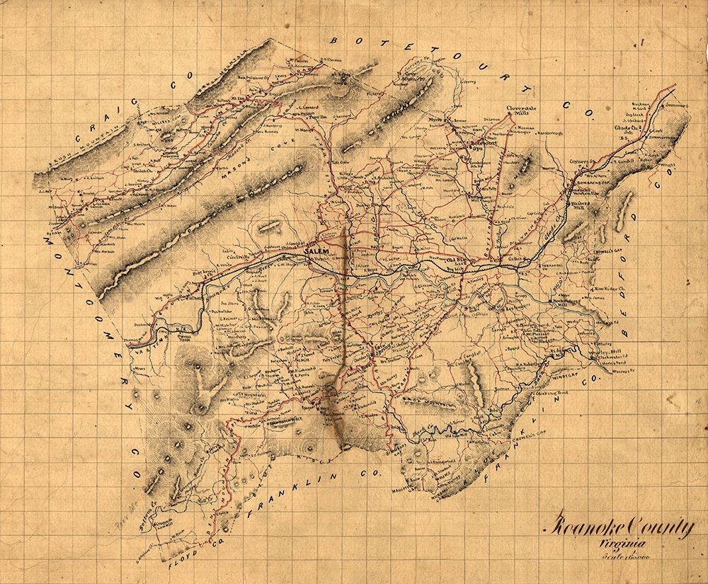 Roanoke County Virginia 1860 art print by Unknown for $57.95 CAD