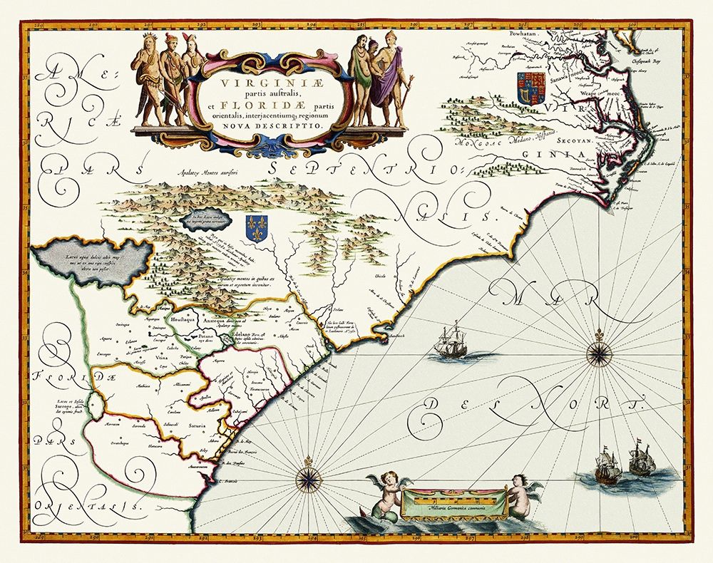 Virginia to Florida - Southeast Coast - 1640 art print by Powhatan for $57.95 CAD