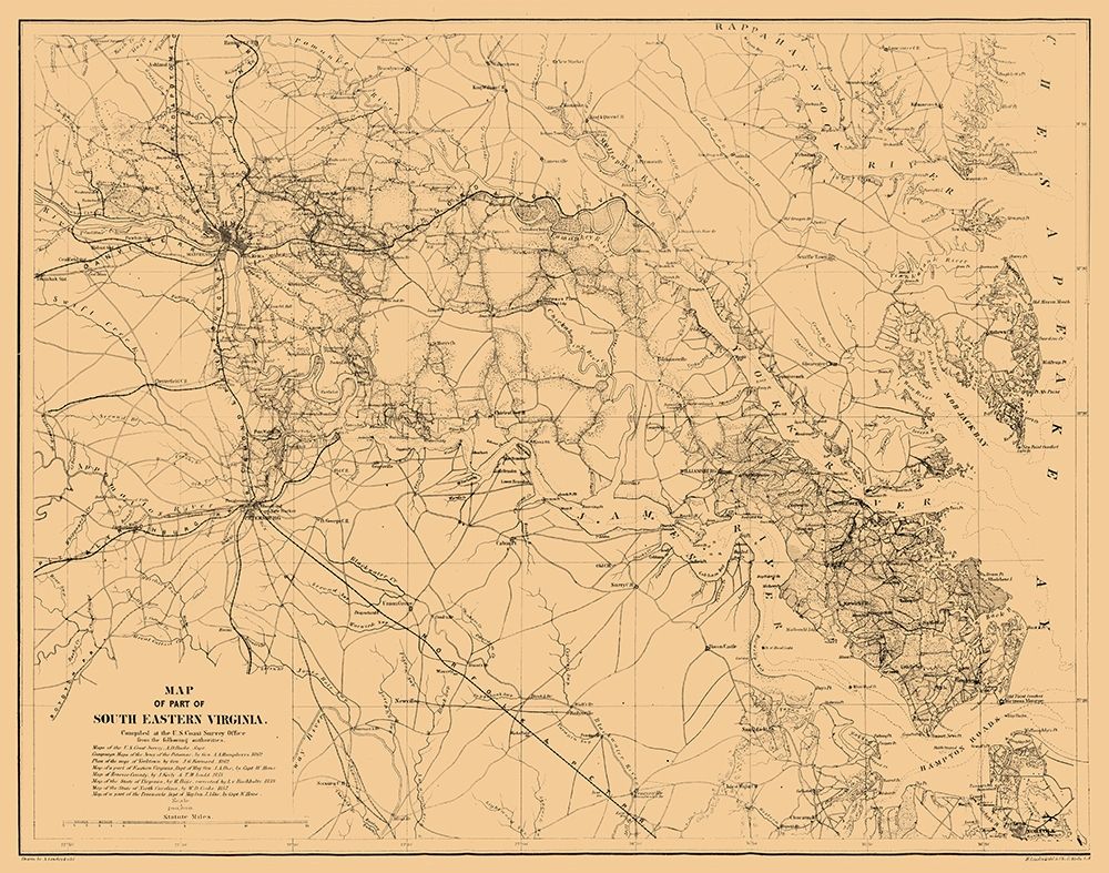South Eastern Virginia - Cooke 1862 art print by Cooke for $57.95 CAD