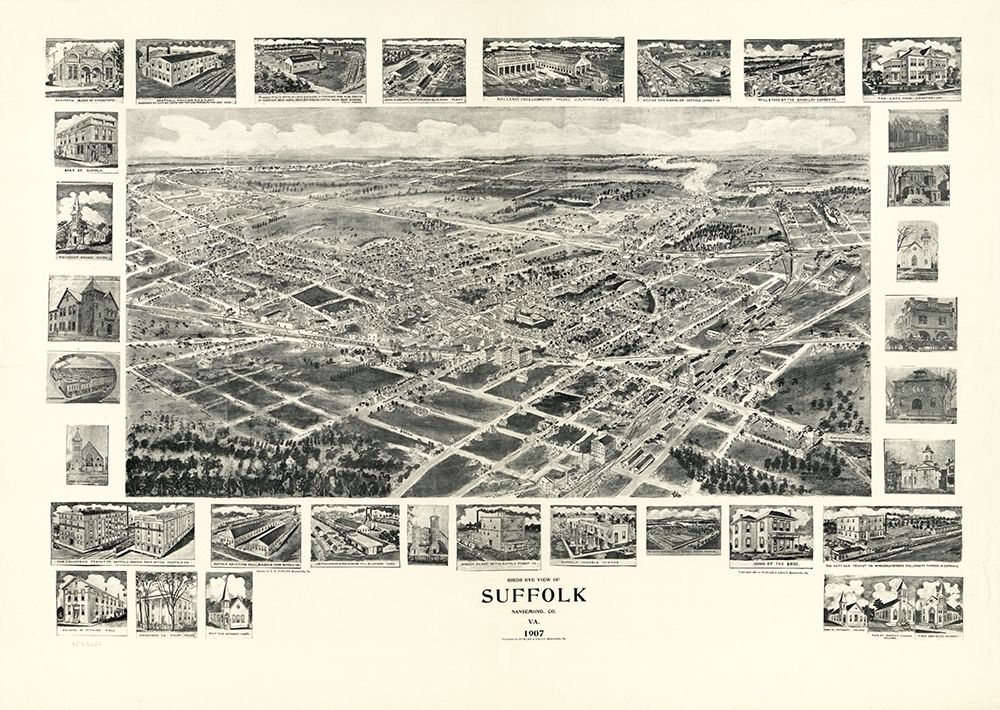 Suffolk Virginia - Fowler 1907 art print by Fowler for $57.95 CAD
