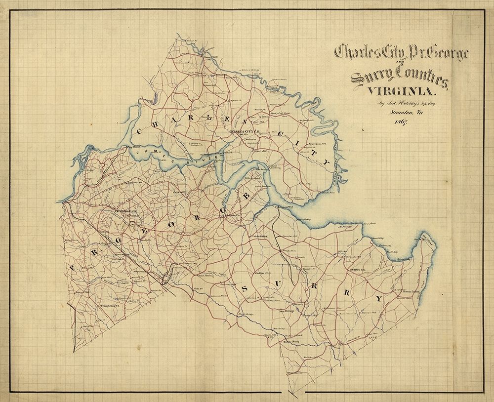 Surry County Virginia - Hotchkifs 1867 art print by Hotchkifs for $57.95 CAD