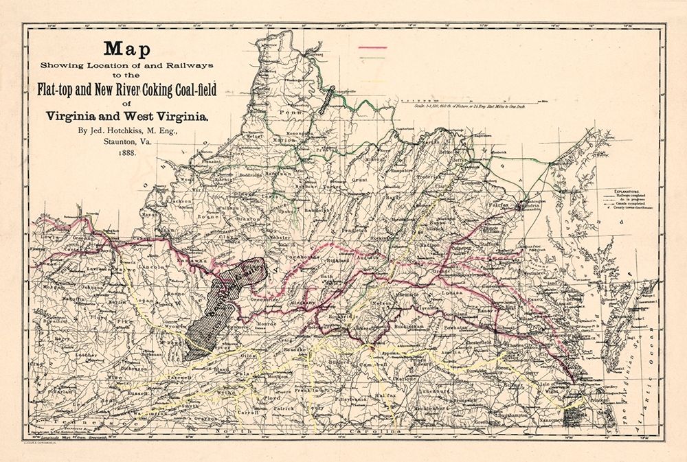 Virginia West Virginia - Hotchkiss 1888 art print by Hotchkiss for $57.95 CAD