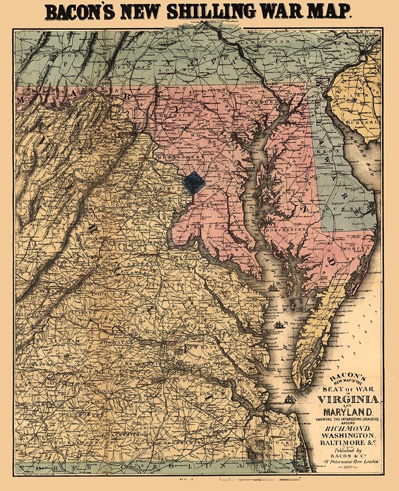 Virginia Maryland - Bacon 1864 art print by Bacon for $57.95 CAD