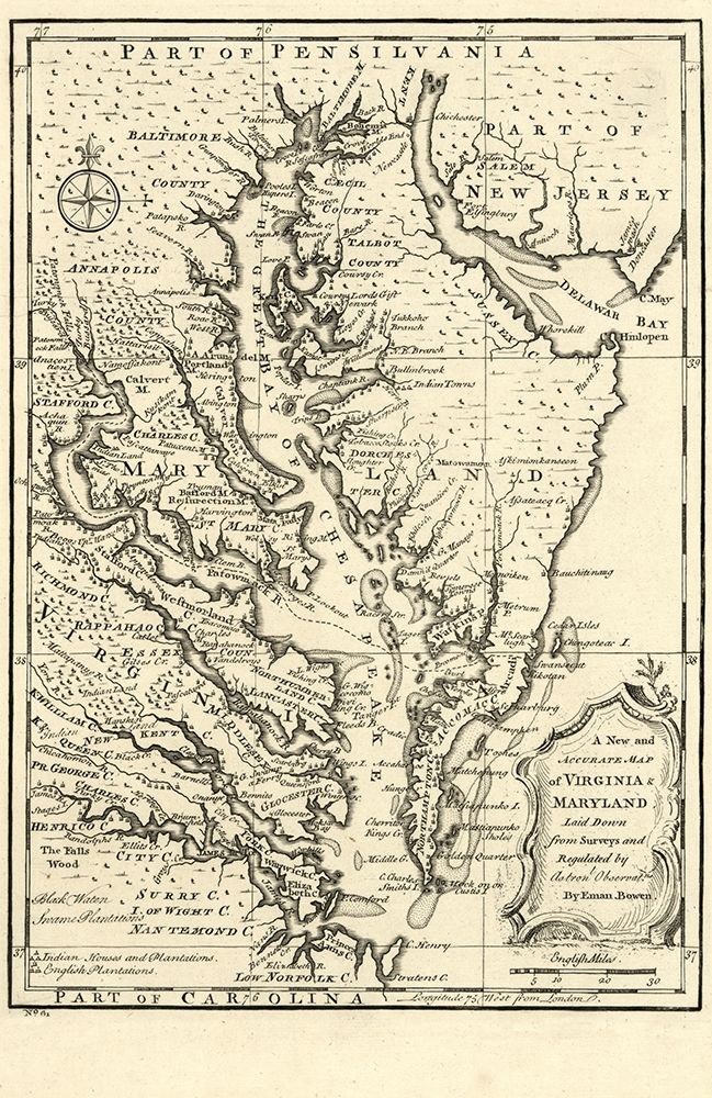 Virginia Maryland - Bowen 1752 art print by Bowen for $57.95 CAD