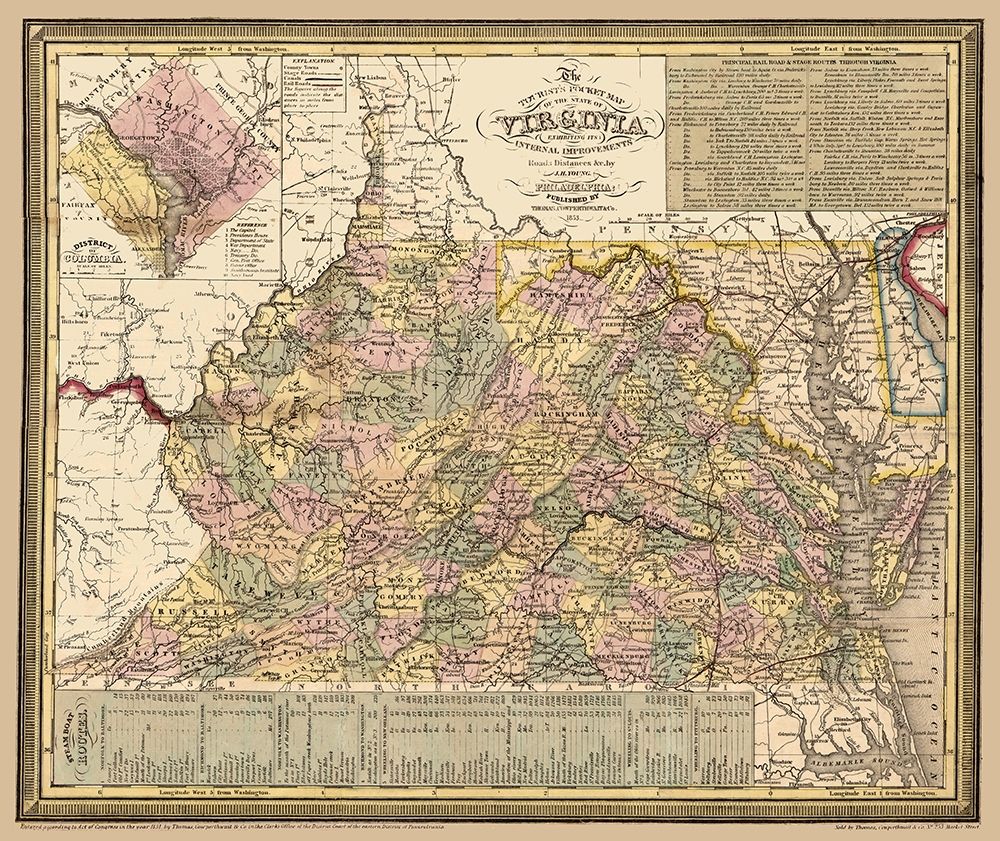 Virginia - Cowperthwait 1853 art print by Cowperthwait for $57.95 CAD